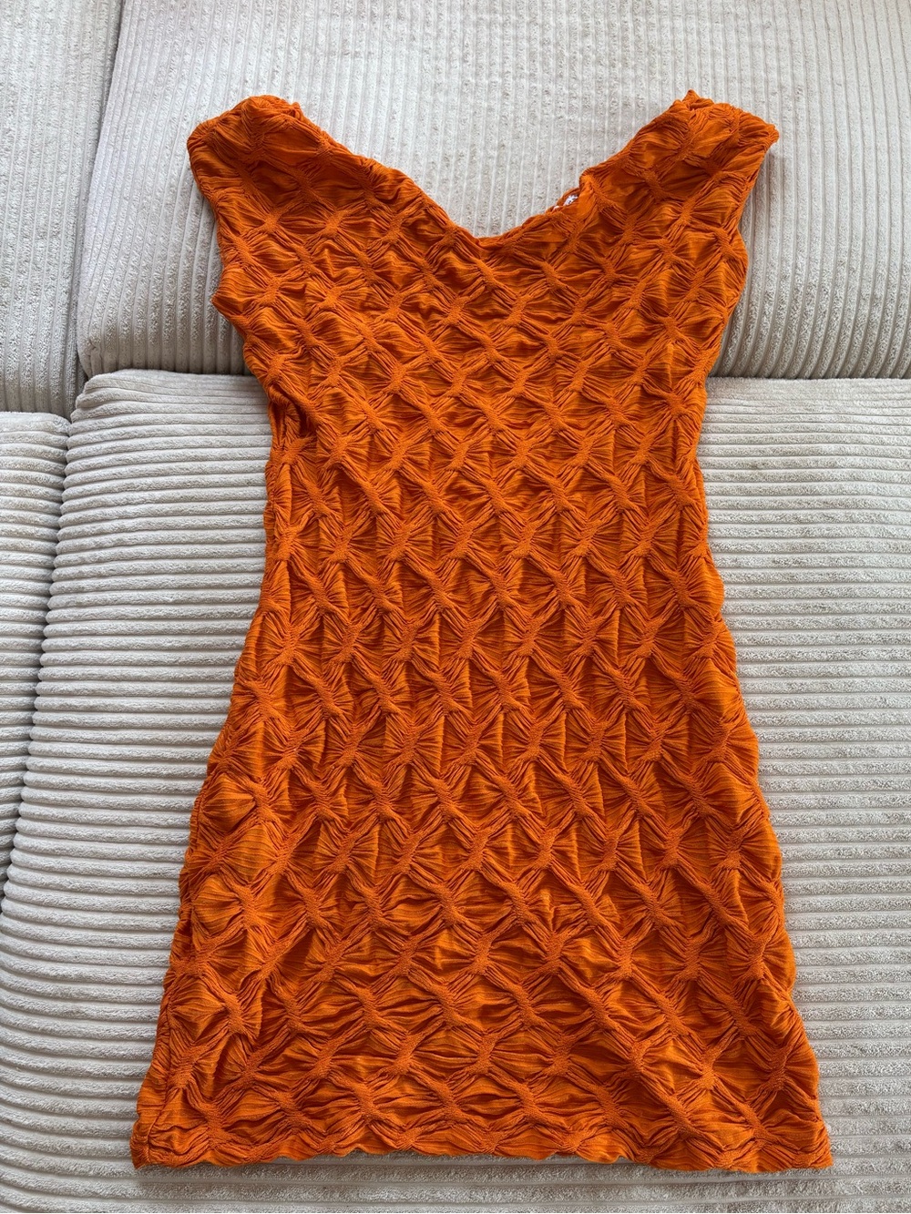 ZARA ORANGE textured body con dress L